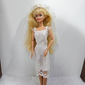 Elegant Bridal Doll with White Dress